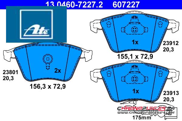 Achat de ATE 13.0460-7227.2 Kit de plaquettes de frein, frein à disque pas chères