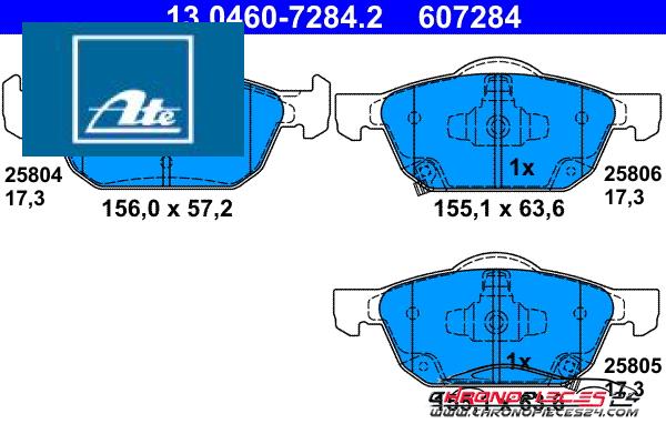 Achat de ATE 13.0460-7284.2 Kit de plaquettes de frein, frein à disque pas chères