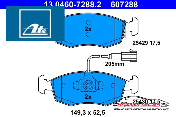 Achat de ATE 13.0460-7288.2 Kit de plaquettes de frein, frein à disque pas chères