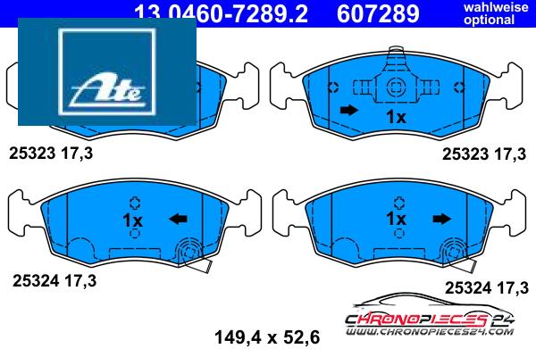 Achat de ATE 13.0460-7289.2 Kit de plaquettes de frein, frein à disque pas chères