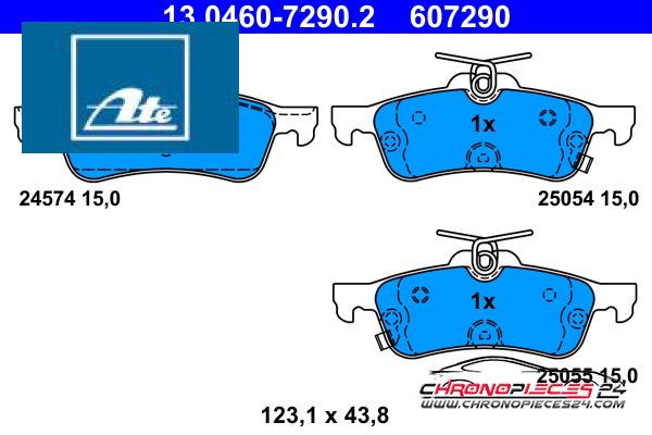 Achat de ATE 13.0460-7290.2 Kit de plaquettes de frein, frein à disque pas chères