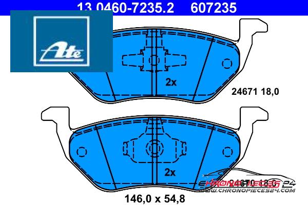 Achat de ATE 13.0460-7235.2 Kit de plaquettes de frein, frein à disque pas chères