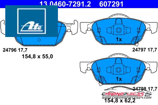 Achat de ATE 13.0460-7291.2 Kit de plaquettes de frein, frein à disque pas chères