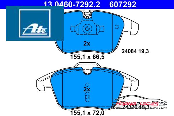 Achat de ATE 13.0460-7292.2 Kit de plaquettes de frein, frein à disque pas chères