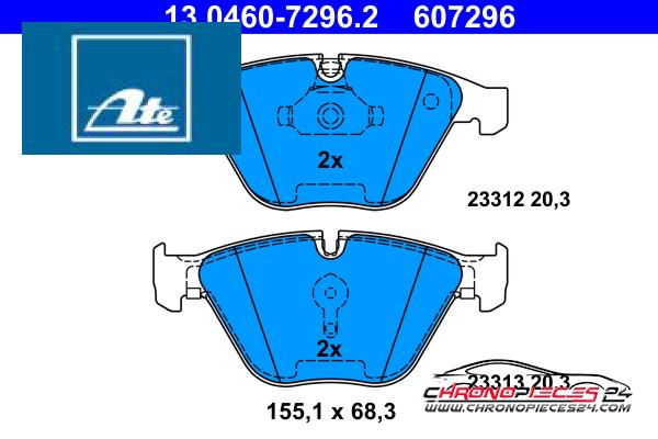 Achat de ATE 13.0460-7296.2 Kit de plaquettes de frein, frein à disque pas chères