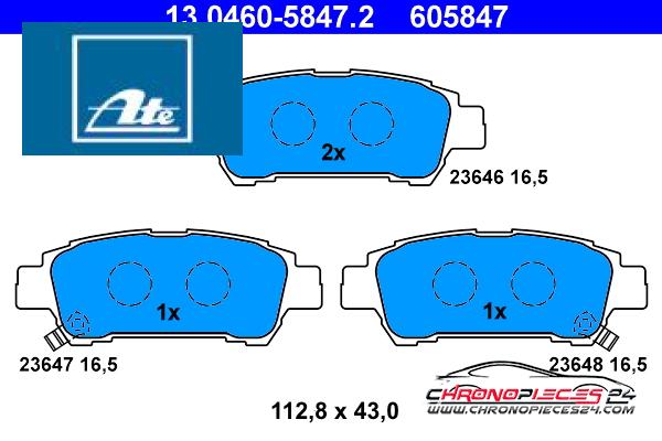 Achat de ATE 13.0460-5847.2 Kit de plaquettes de frein, frein à disque pas chères