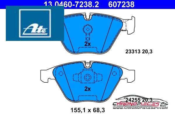 Achat de ATE 13.0460-7238.2 Kit de plaquettes de frein, frein à disque pas chères