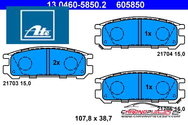 Achat de ATE 13.0460-5850.2 Kit de plaquettes de frein, frein à disque pas chères