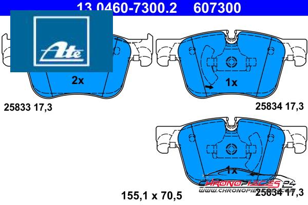 Achat de ATE 13.0460-7300.2 Kit de plaquettes de frein, frein à disque pas chères