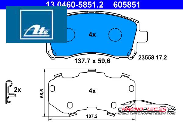 Achat de ATE 13.0460-5851.2 Kit de plaquettes de frein, frein à disque pas chères