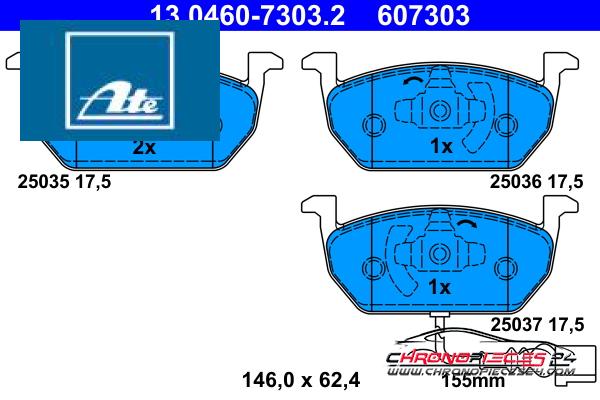 Achat de ATE 13.0460-7303.2 Kit de plaquettes de frein, frein à disque pas chères