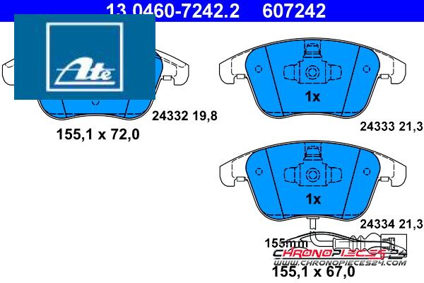 Achat de ATE 13.0460-7242.2 Kit de plaquettes de frein, frein à disque pas chères