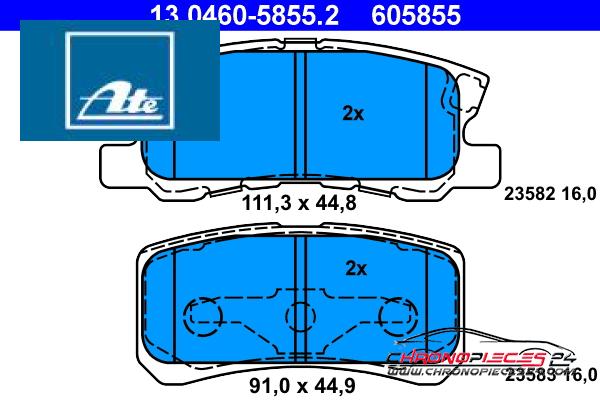 Achat de ATE 13.0460-5855.2 Kit de plaquettes de frein, frein à disque pas chères