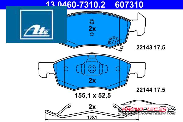 Achat de ATE 13.0460-7310.2 Kit de plaquettes de frein, frein à disque pas chères