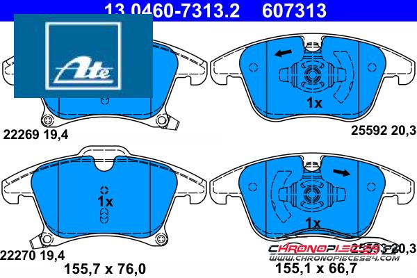 Achat de ATE 13.0460-7313.2 Kit de plaquettes de frein, frein à disque pas chères