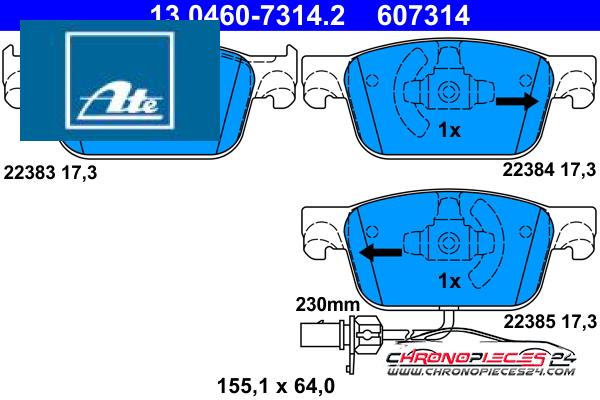 Achat de ATE 13.0460-7314.2 Kit de plaquettes de frein, frein à disque pas chères