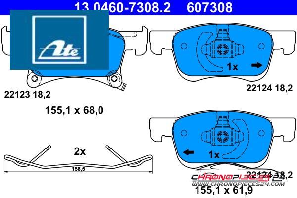 Achat de ATE 13.0460-7308.2 Kit de plaquettes de frein, frein à disque pas chères