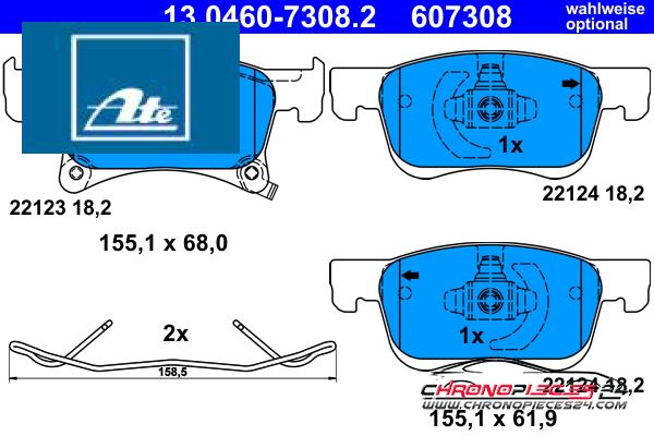 Achat de ATE 13.0460-7308.2 Kit de plaquettes de frein, frein à disque pas chères