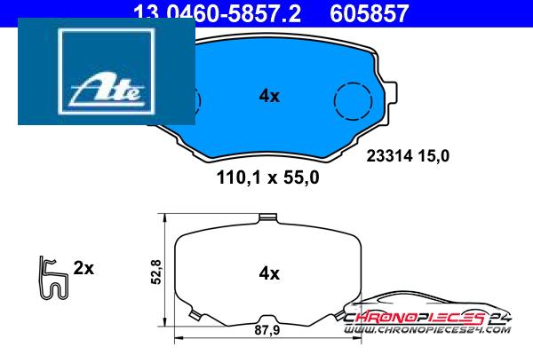 Achat de ATE 13.0460-5857.2 Kit de plaquettes de frein, frein à disque pas chères