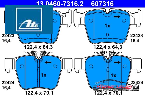 Achat de ATE 13.0460-7316.2 Kit de plaquettes de frein, frein à disque pas chères