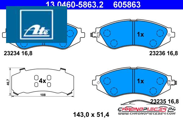 Achat de ATE 13.0460-5863.2 Kit de plaquettes de frein, frein à disque pas chères