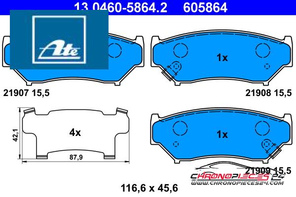 Achat de ATE 13.0460-5864.2 Kit de plaquettes de frein, frein à disque pas chères