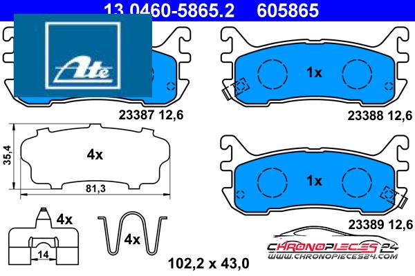 Achat de ATE 13.0460-5865.2 Kit de plaquettes de frein, frein à disque pas chères