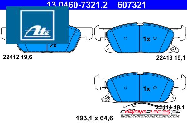 Achat de ATE 13.0460-7321.2 Kit de plaquettes de frein, frein à disque pas chères