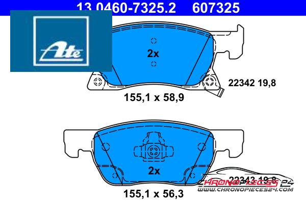 Achat de ATE 13.0460-7325.2 Kit de plaquettes de frein, frein à disque pas chères