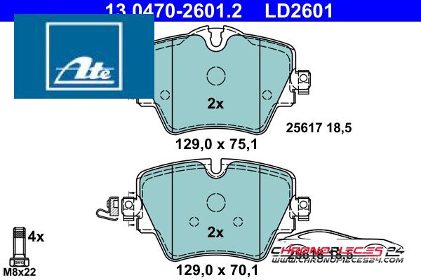 Achat de ATE 13.0470-2601.2 Kit de plaquettes de frein, frein à disque pas chères