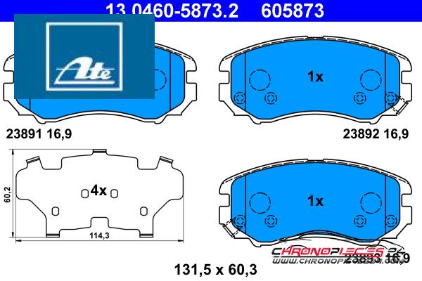 Achat de ATE 13.0460-5873.2 Kit de plaquettes de frein, frein à disque pas chères