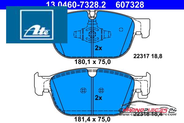 Achat de ATE 13.0460-7328.2 Kit de plaquettes de frein, frein à disque pas chères