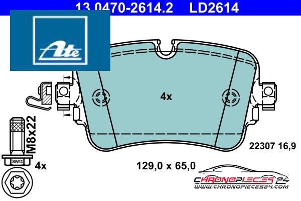 Achat de ATE 13.0470-2614.2 Kit de plaquettes de frein, frein à disque pas chères