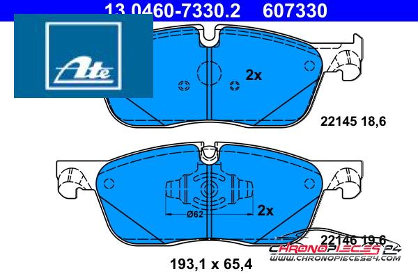 Achat de ATE 13.0460-7330.2 Kit de plaquettes de frein, frein à disque pas chères