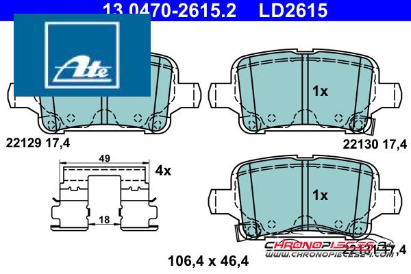 Achat de ATE 13.0470-2615.2 Kit de plaquettes de frein, frein à disque pas chères