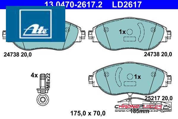 Achat de ATE 13.0470-2617.2 Kit de plaquettes de frein, frein à disque pas chères