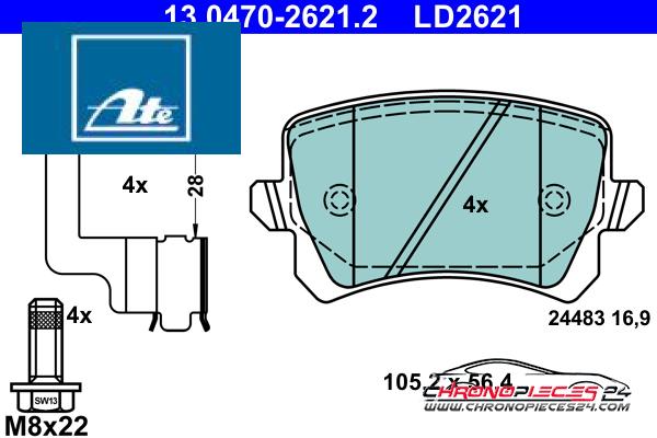 Achat de ATE 13.0470-2621.2 Kit de plaquettes de frein, frein à disque pas chères