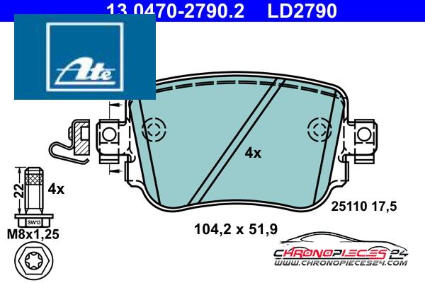 Achat de ATE 13.0470-2790.2 Kit de plaquettes de frein, frein à disque pas chères