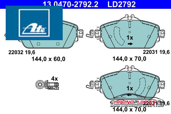 Achat de ATE 13.0470-2792.2 Kit de plaquettes de frein, frein à disque pas chères