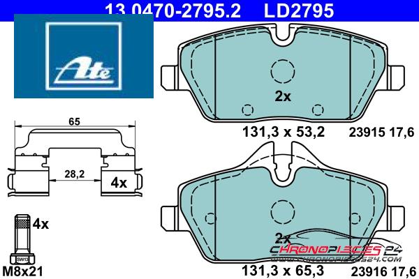 Achat de ATE 13.0470-2795.2 Kit de plaquettes de frein, frein à disque pas chères