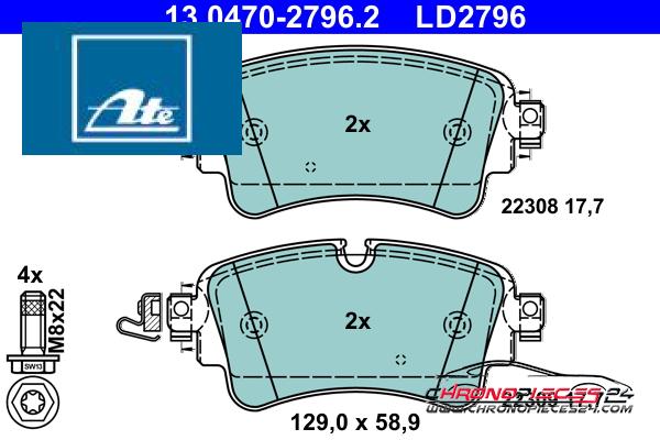 Achat de ATE 13.0470-2796.2 Kit de plaquettes de frein, frein à disque pas chères