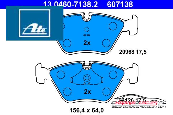 Achat de ATE 13.0460-7138.2 Kit de plaquettes de frein, frein à disque pas chères