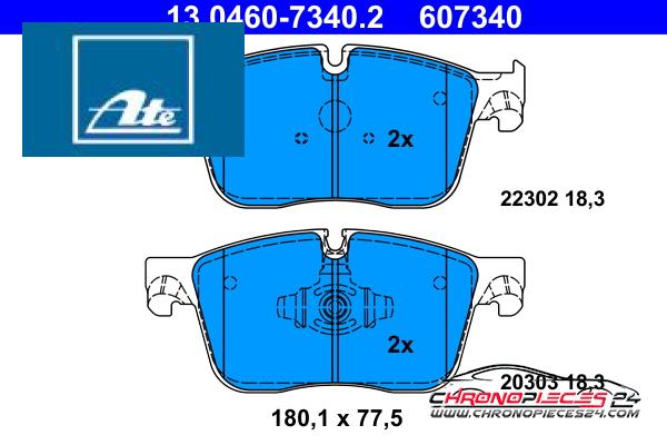 Achat de ATE 13.0460-7340.2 Kit de plaquettes de frein, frein à disque pas chères