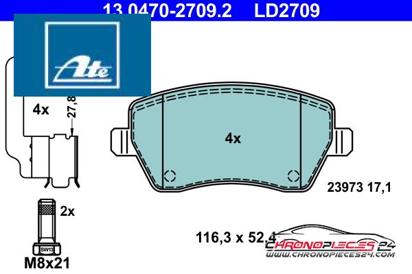 Achat de ATE 13.0470-2709.2 Kit de plaquettes de frein, frein à disque pas chères