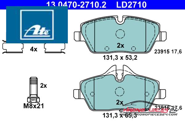 Achat de ATE 13.0470-2710.2 Kit de plaquettes de frein, frein à disque pas chères