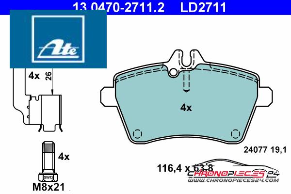 Achat de ATE 13.0470-2711.2 Kit de plaquettes de frein, frein à disque pas chères