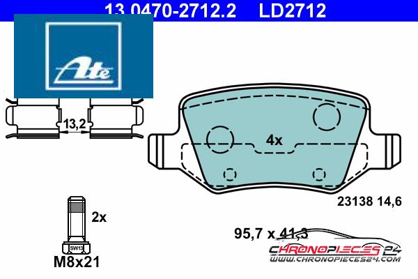 Achat de ATE 13.0470-2712.2 Kit de plaquettes de frein, frein à disque pas chères