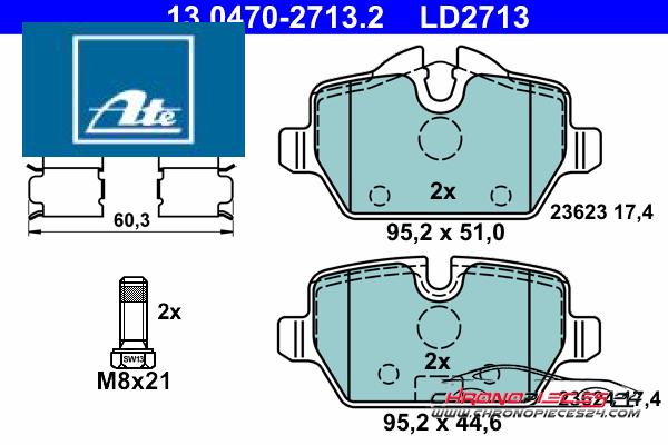 Achat de ATE 13.0470-2713.2 Kit de plaquettes de frein, frein à disque pas chères