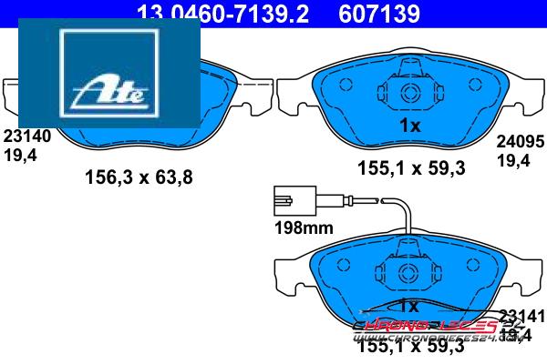 Achat de ATE 13.0460-7139.2 Kit de plaquettes de frein, frein à disque pas chères