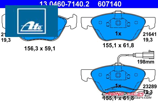 Achat de ATE 13.0460-7140.2 Kit de plaquettes de frein, frein à disque pas chères